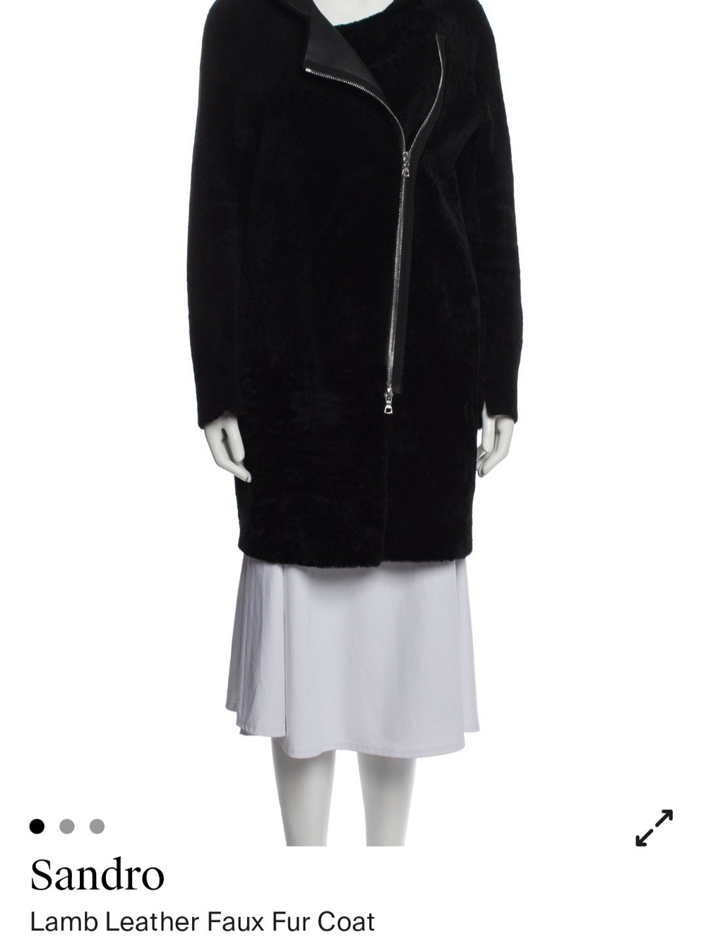 Sandro Black Lambskin Leather Jacket with Sherling Lining